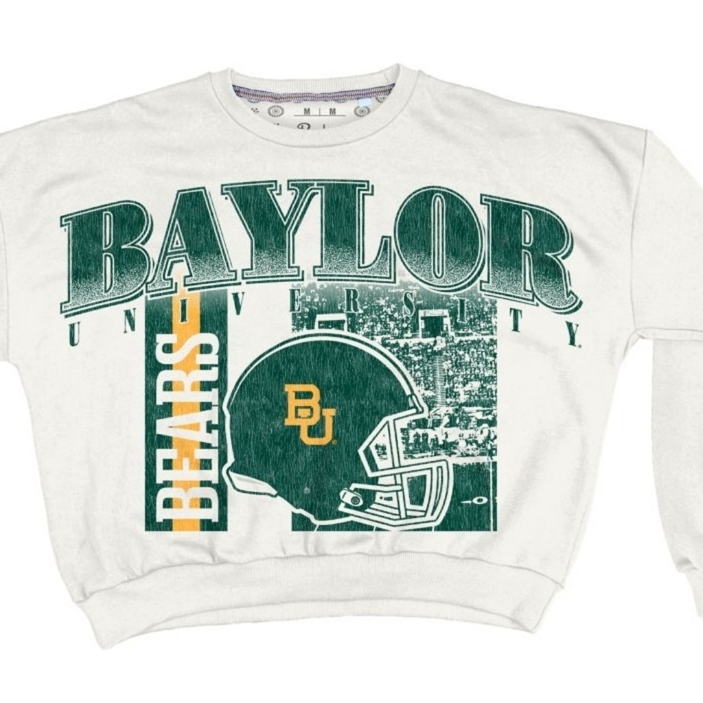 NWOT Official Baylor University Bears White Green Long Sleeve Tee - Large